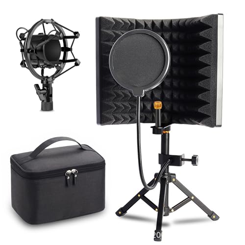 LCKJLJ Mikrofonständer, Desktop-Aufnahme, schalldichte Abdeckung, verstellbare Höhe, geeignet für Live-Übertragung, Singen, Hörbuch-Synchronisation (1)