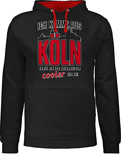 Städte - Ich komme aus Köln - XL - Schwarz/Rot - JH003 - Kontrast Hoodie