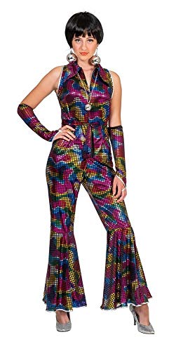 Funny Fashion Disco Rainbow Glitter Jumpsuit Anzug für Damen Gr. 40/42