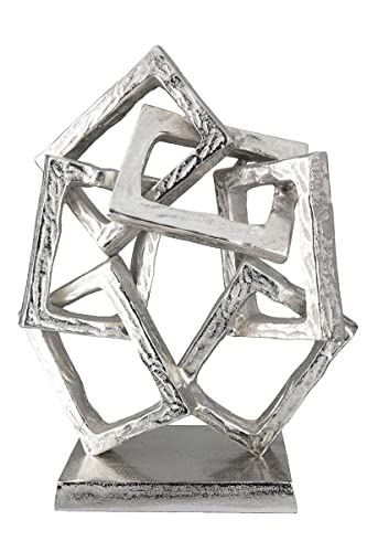 GILDE Deko Skulptur Objekt Square - Quadrate aus Aluminium - Farbe: Silber - Höhe 37 cm