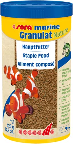 sera marine Granulat Nature 1l bzw. 1000 ml - Hauptfutter aus Granulat für Meerwasserfische, Meerwasser Futter mit hoher Verwertbarkeit und somit weniger Algen