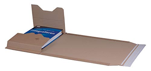 KK Verpackungen® Höhenvariable Versandverpackung für Büchersendungen | 25 Stück, DIN A4, 304x215x80mm | Buchverpackung, Wickelverpackung mit Selbstklebeverschluss & Aufreißfaden