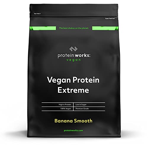 Vegan Extreme Protein | 100% pflanzlich | Essentielle Vitamine | FÜNF Proteinmischungen | THE PROTEIN WORKS | Banana Smooth | 500g