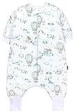 TupTam Baby Schlafsack mit Beinen und Ärmeln OEKO-TEX zertifizierte Materialien, Winterschlafsack 2,5 TOG Unisex, Farbe: Heißluftballons Flugzeuge Mintgrün, Größe: 68-74