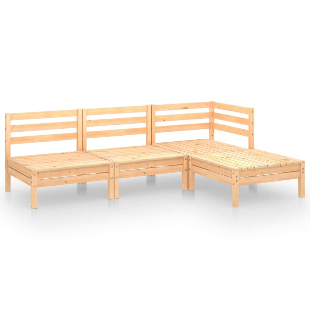 vidaXL Garten Lounge Set 4-TLG., Gartenmöbel Set Sitzgruppe für Garten Terrasse Balkon, Modular Sofa Garnitur Loungemöbel, Massivholz Kiefer