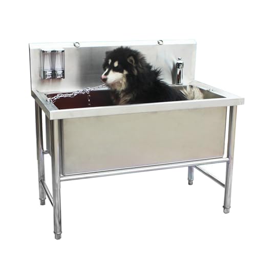 120 cm Hundepflegestation, professionelle Edelstahl-Waschdusche mit Wasserhahn und Zubehör, Haustierpflege, Badewanne Station