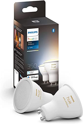 Philips Hue White Ambiance GU10 LED Lampe Doppelpack, dimmbar, alle Weißschattierungen, steuerbar via App, kompatibel mit Amazon Alexa (Echo, Echo Dot)