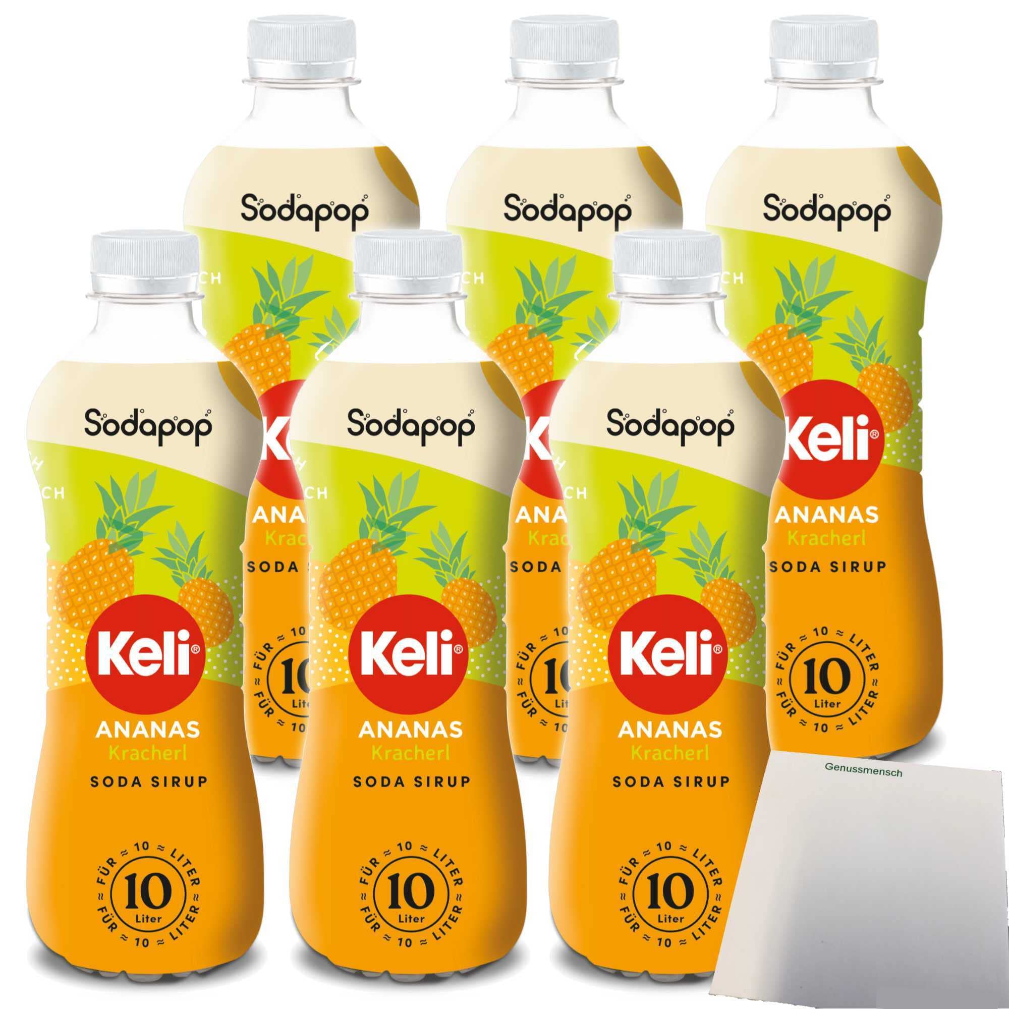 Sodapop Keli Sirup Ananas für Wassersprudler 6er Pack (6x500ml Flasche) + usy Block