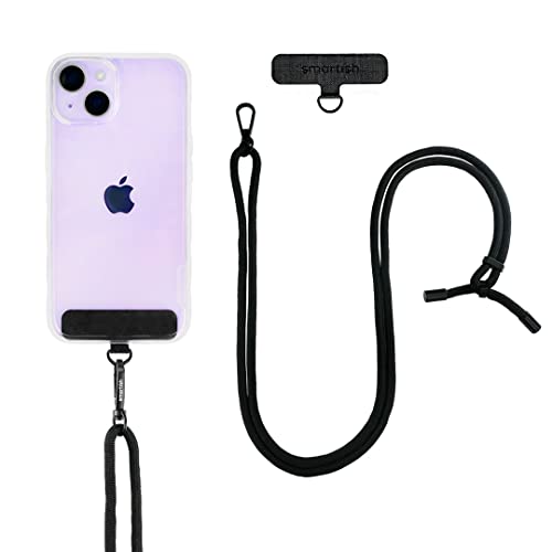 Smartish Handy-Umhängeband – Case Clinger – Universal-iPhone-Halterung mit abnehmbarem Schultergurt – verstellbares schwarzes Seil