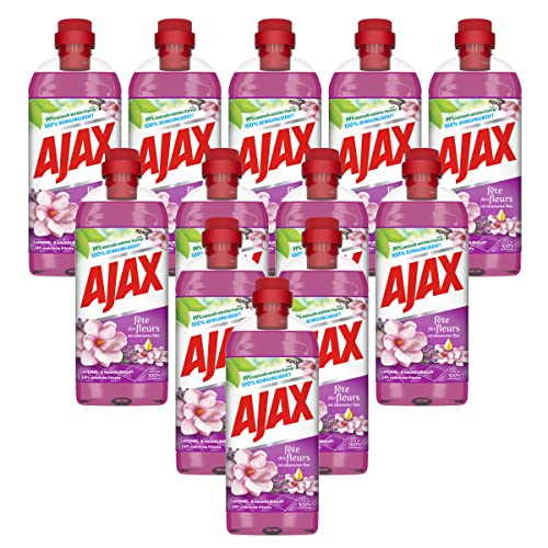 Ajax Allzweckreiniger Lavendel & Magnolie 12 x 1L - Multi-Oberflächen-Reiniger mit ätherischen Ölen