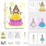 LACOXA Childhood Infinite Dream Hand-Painted - Princess Dress-Up Stickers Book, 6 In 1 DIY Pocket Watercolor Painting Book Set, Cute Anime Girl Sticker Book Kids Painting Kit (Sunflower Princess)