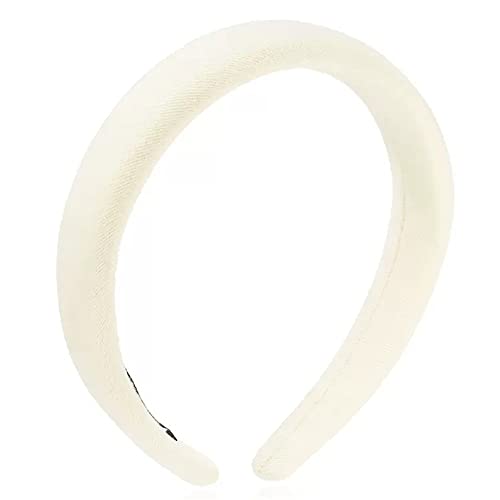 Haarreifen für Damen Breiter Rand Schwamm Stirnband Kopfschmuck Braut Hochzeit Stirnbänder (Farbe : Weiß, Size : 13x3cm)