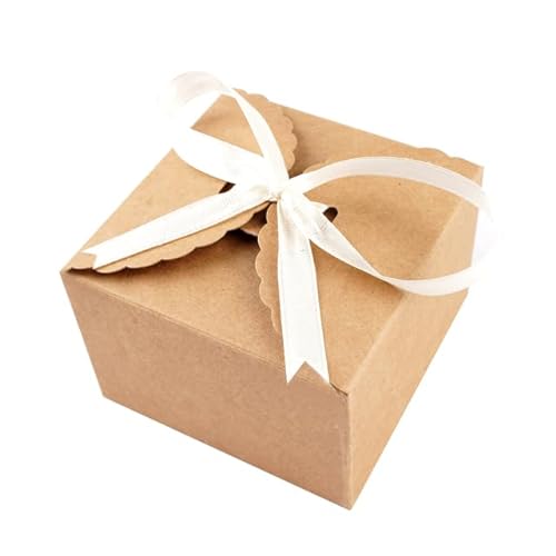 50 Stücke Kraftpapier Pralinenschachtel Hochzeitsgeschenk Geschenkbox DIY Faltverpackung Tasche Babyparty Geburtstag Party Dekoration (Band ist nicht im Lieferumfang enthalten)