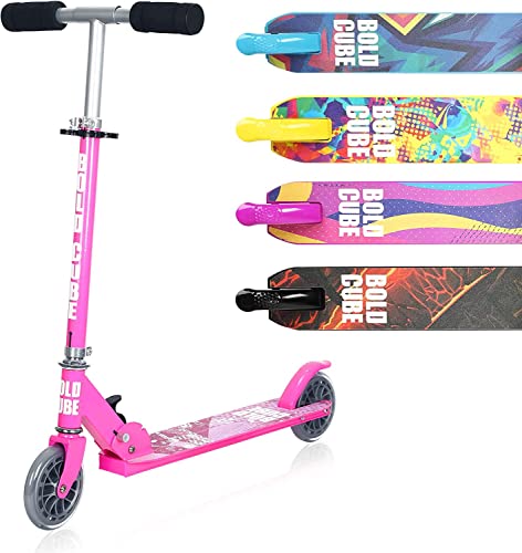 BOLDCUBE Roller Kinder Scooter mit PU Räder Klappbar 2 Rad Roller für Mädchen und Jungen 5+Jahre alt