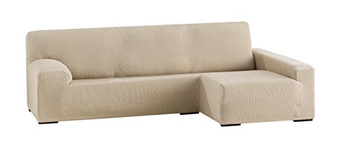 Eysa elastisch sofa überwurf chaise longue rechts, frontalsicht, Polyester-Baumwolle, 01-beige, 250-310 cm