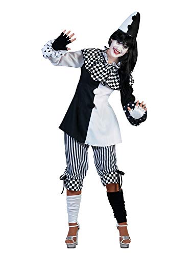 Pierro´s Kostüm Harlekin Dame Clown Damenkostüm Oberteil Hose Größe 36/38 für Karneval, Fasching