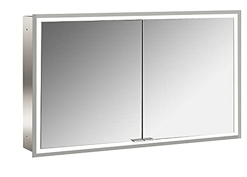 emco Lichtspiegelschrank PRIME mit rundum LED-Beleuchtung (123 cm breit), hochwertiger Badezimmerspiegelschrank als Unterputz-Modell, Badezimmerschrank mit 2 Türen und Lichtpaket