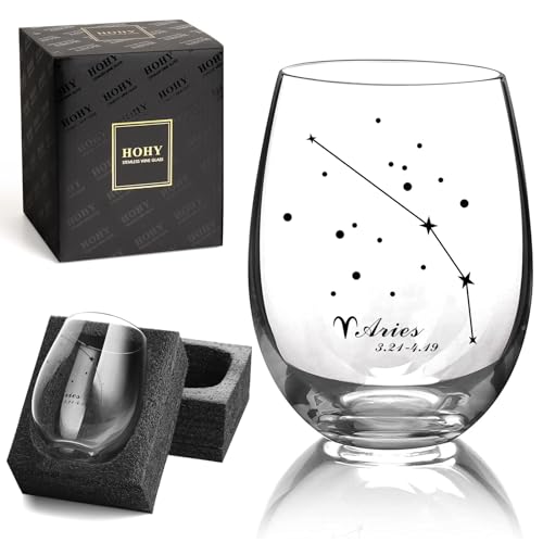 Widder Weinglas ohne Stiel, Sternbild Glas definieren Design, Sternzeichen Horoskop Geschenk, Astrologie Geschenke für Damen Herren