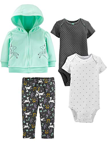 Simple Joys by Carter's 4-Piece Fleece Jacket, Bodysuit infant-and-toddler-pants-clothing-sets, Mint Unicorn, 18 Months