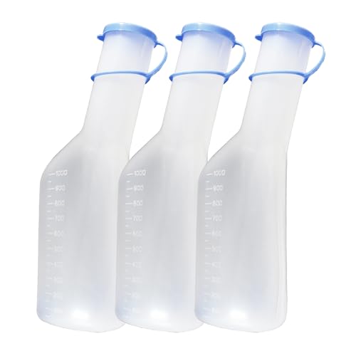 Urinflasche 1Ltr. für Männer 10er Set (= 10 Flaschen) Urinflaschen mit Deckel Original Tiga-Med