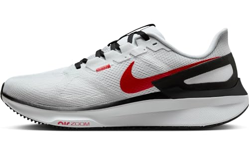 Nike Herren AIR Zoom Structure 25 Laufschuh, White/Fire Red-Black-Lt Smoke Grey, 44 EU