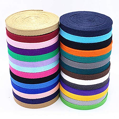 Egurs Baumwoll Gurtband 140m/28 Farben 10mm Nahtband Köperband Schrägband,28 Farben,Jede Farbe ist 5 Meter