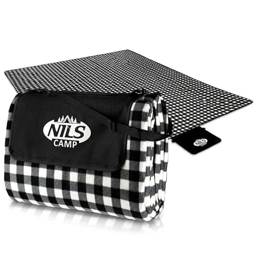 NILS Camp Picnic Blanket NC2310 Black and White 300 x 200 cm