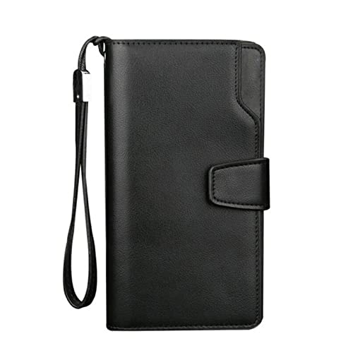 niei Herren Geldbörse Männer Brieftaschen Lange Stil Hohe Qualität Kartenhalter Männliche Geldbörse Reißverschluss Große Kapazitätsmarke Pu. Lederwallet for Männer (Color : Black)