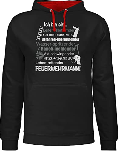 Shirtracer Feuerwehr - Ich Bin EIN Feuerwehrmann! - XL - Schwarz/Rot - JH003 - Kontrast Hoodie
