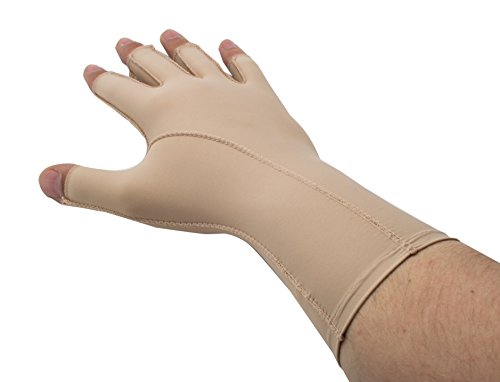 EDEMA Medium | 3/4 Finger | Ödem Handschuh | verschiedene Größen | 2 Farben | Kompressionshandschuh | Top Qualität (X-Small, beige)