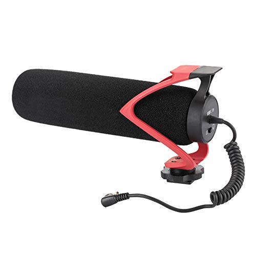 Videomikrofon, Nierenkondensator HD-Soundauflösung On-Camera Mikrofon Videoaufzeichnungsmikrofon Hoher Tonabnehmer für DSLR Camcorder Smartphone(rot)