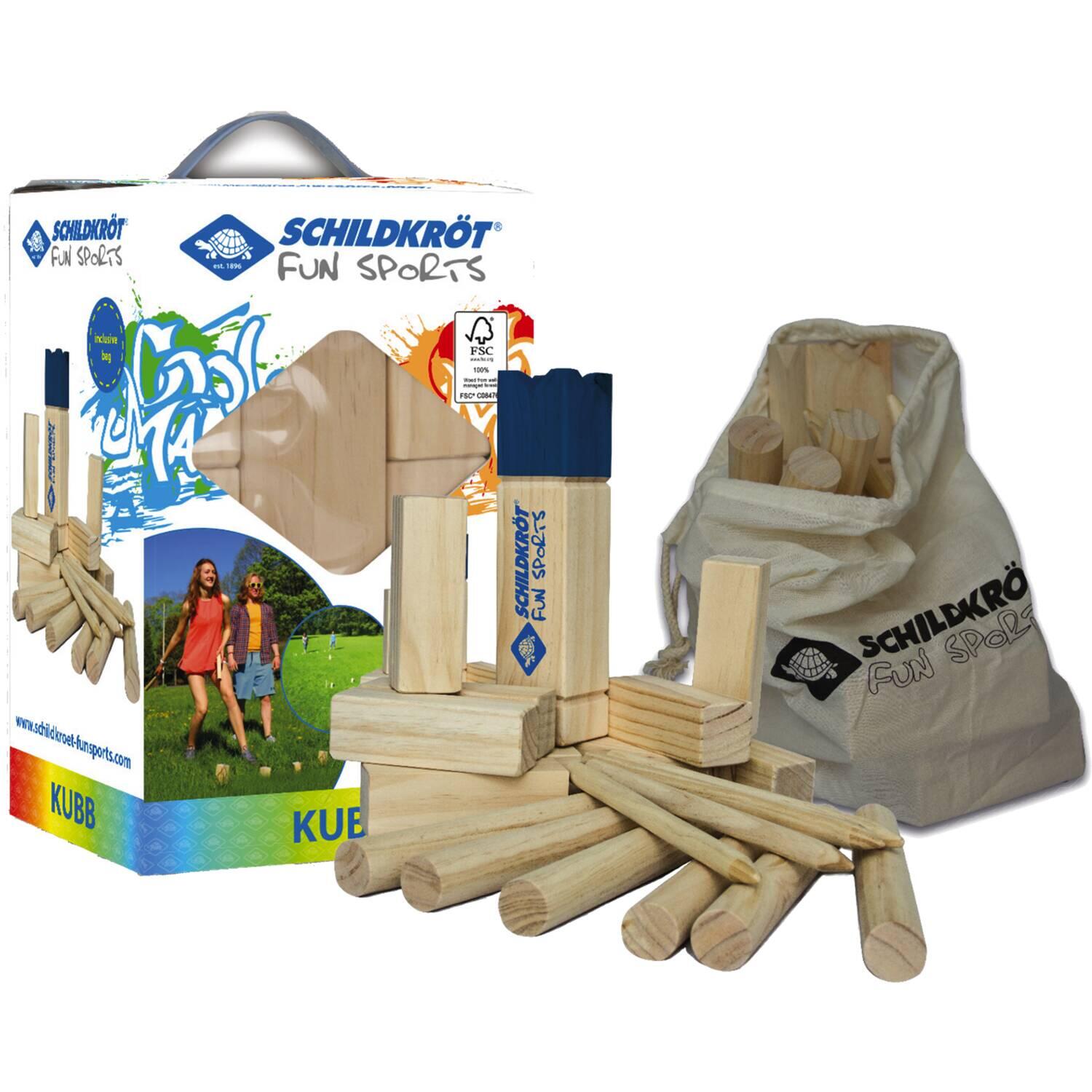 Schildkröt Funsports Unisex - Erwachsene Schwedenschach FSC Eco Holz Kubb XL mit Tasche, Farbe, 1size