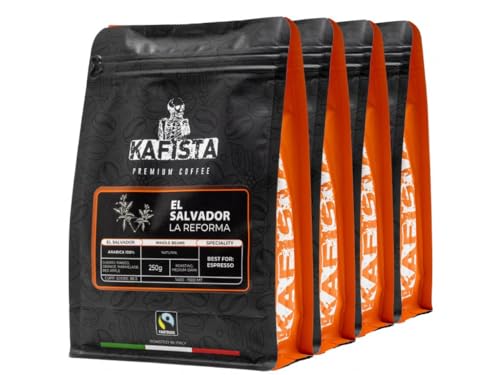 Kafista Premium Kaffee - Kaffeebohnen für Kaffeevollautomat und Espressomaschine aus Italien - Fairtrade - Spitzenkaffee - Barista Qualität (EL Salvador La Reforma, 4x250g)