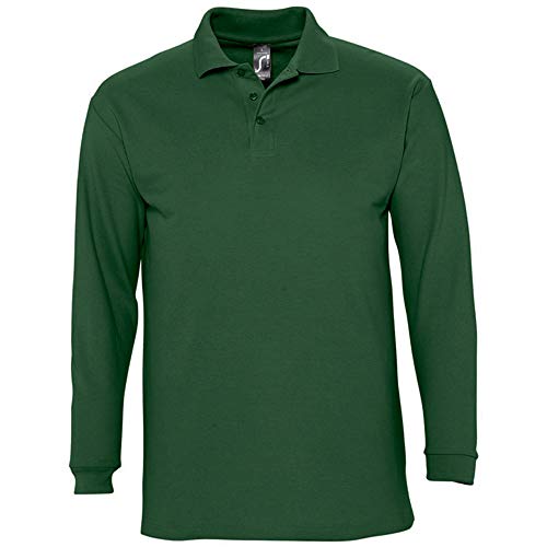 Sols Herren Winter II Pique Langarm-Shirt/Polo-Shirt, Langarm (XL) (Golfgrün)