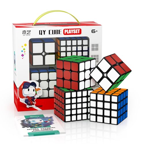 ROXENDA Speed Cube Bundle, Zauberwürfel-Set aus 2x2x2 3x3x3 4x4x4 5x5x5 Speed Puzzle-Würfel mit Geschenkbox, geheimes Tutorial für Speed-Cubes (T1)