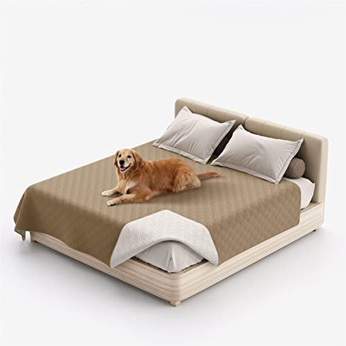 HOMDECR wasserdichte Hundedecke Für Couch, Waschbare Haustier-Couch-Abdeckung, rutschfeste Bettsofa-Möbelschutzmatte (40x50 Inch,Brown 1)