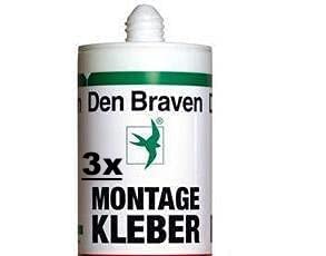 Acryl MONTAGEKLEBER Den Braven Befestigungskleber Befestigung PERFEKT FÜR UNSERE PVC & XPS 3D PANEELE Kleber FIX (300ml) (3 Kartusche)
