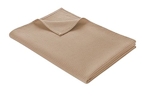 WOHNWOHL Baumwolldecke 150x200 cm | Waffelpique leichte Kuscheldecke aus 100% Baumwolle | Luftige Sofa-Decke vielseitig einsetzbar | Pflegeleichte Wohndecke