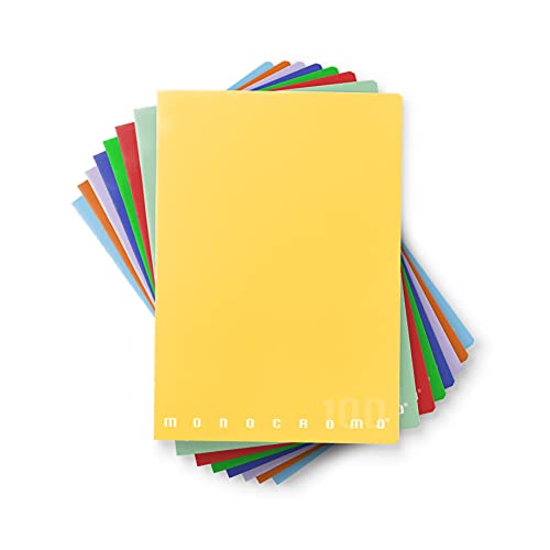 Pigna Monochromo 02298880B Notizbuch A4, Lineatur 0B, Papier 100 g/qm, mehrfarbig, 10 Stück