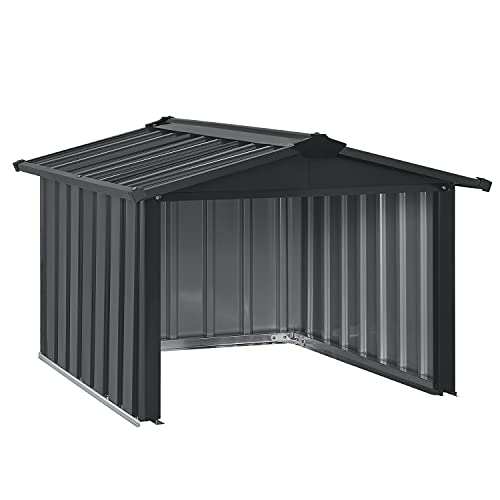 Juskys Metall Mähroboter Garage mit Satteldach - 86 × 98 × 63 cm - Sonnen- & Regenschutz für Rasenmäher – anthrazit - Rasenroboter Carport