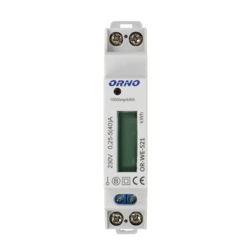 Orno WE-521 LCD Digitaler Wechselstromzähler 1-Phasen-Anzeige des Stromverbrauchs mit MID Zertifikat und Impulsausgang