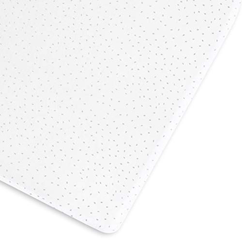The Little Green Sheep Cot Fitted Sheet, Organic Linen & Cotton Blend Sheet fits Cots & Cot Beds 60x120cm – 70x140cm, White with Rice Print