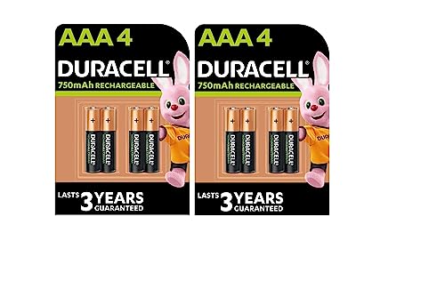8 x Duracell AAA wiederaufladbar 750 mAh (2 Blister mit 4 Batterien) 8 wiederaufladbare Batterien
