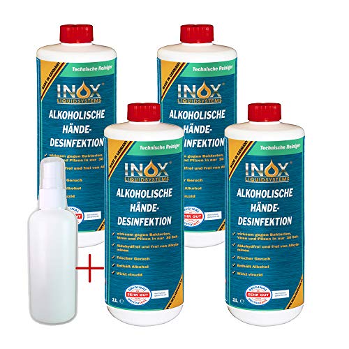 INOX® Hände Desinfektionsmittel mit Alkohol 1L (4 x 1 Liter)