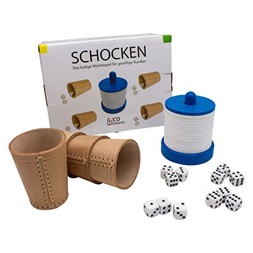 GICO Schocken Set - Komplett mit Schockbesteck, 4 Würfelbecher und 12 Würfeln - Jule Meiern Maxen Mörkeln - 7959