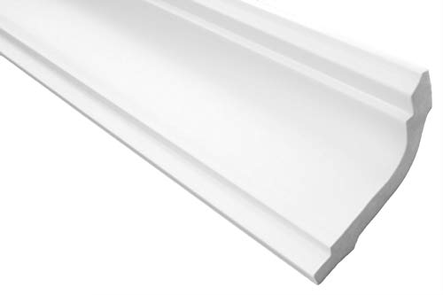 50 Meter | Styropor Stuckleisten | Decke | stabil | weiß | Zierprofil | leicht | dekorativ | XPS | 56x86mm | E-33