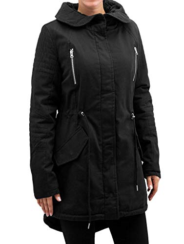 Urban Classics Damen Ladies Sherpa Lined Cotton Parka Jacke, Schwarz (Black 7), 34 (Herstellergröße: XS)