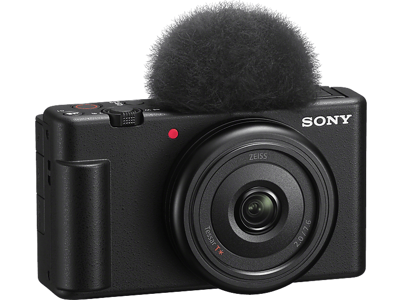 SONY ZV-1F Vlogging Kamera, Klapp- und drehbares Display, 4K Digitalkamera Schwarz, , Extra fine TFT LCD Selfie-Touchdisplay, WLAN