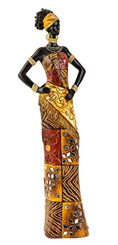 Lifestyle & More Moderne Skulptur Dekofigur Frau Afrikanerin stehend mit bunten Kleidern Höhe 35 cm