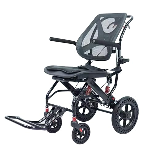 Ultraleicht Reiserollstuhl,Faltbarer Rollstuhl,multifunktionaler Transportrollstuhl für Erwachsene und Senioren, für eine Belastung von 100 kg(B)